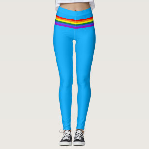 Pride flag rainbow custom Leggings bright blue