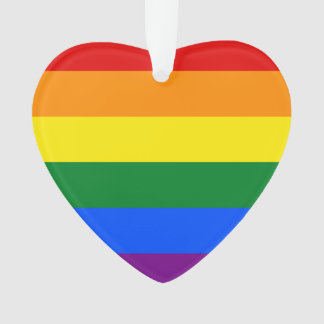 Pride Flag Rainbow Stripes Heart Shaped Ornament