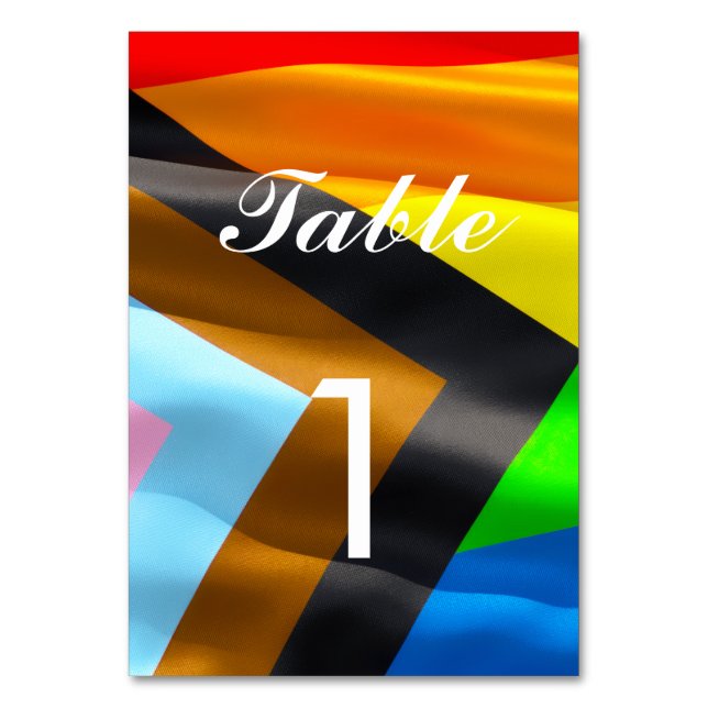 Pride Flag Typography Wedding Custom Table Number (Front)