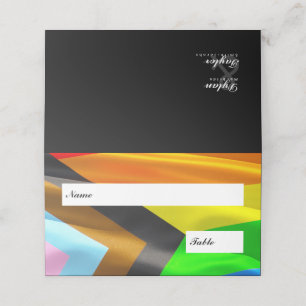Pride Flag Typography Wedding Folded Place Card