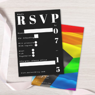 Pride Flag Typography Wedding Traditional RSVP Card