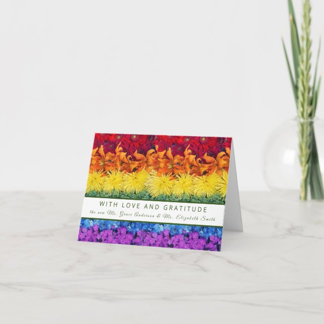 Pride Floral Flag Folded Thank You Card (Front)