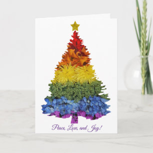 Pride Flowers Christmas tree Holiday Greeting Card