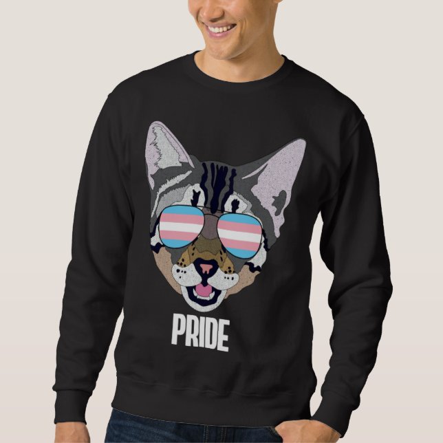 Pride Funny Cat Trans Pride Sweatshirt (Front)