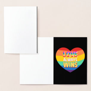 Pride gay- love always wins. Rainbow colour. Foil Card
