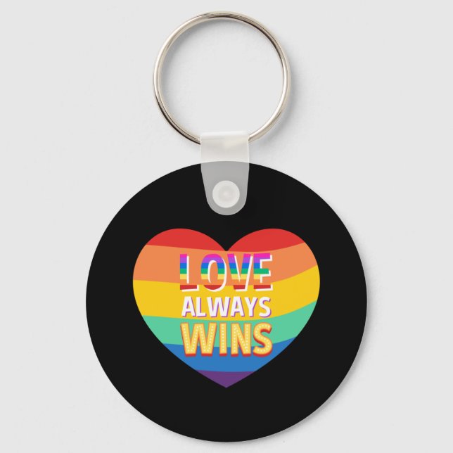 Pride gay-  love always wins. Rainbow colour.      Key Ring (Front)