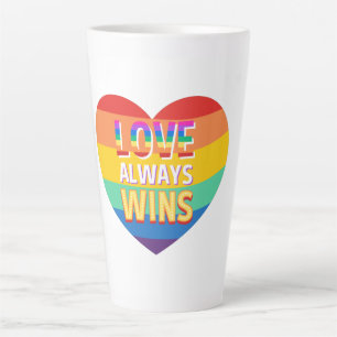 Pride gay-  love always wins. Rainbow colour.      Latte Mug