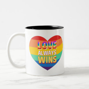 Pride gay- love always wins. Rainbow colour. Two-Tone Coffee Mug