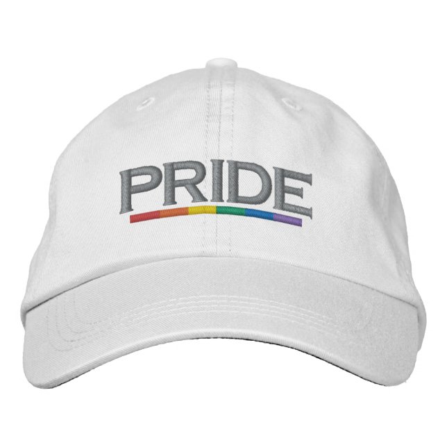 PRIDE Gay Pride Rainbow Flag Cool and Modern Embroidered Hat (Front)