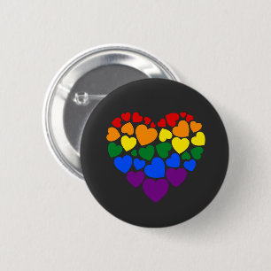 Pride- gay rainbow colour heart for love 6 cm round badge