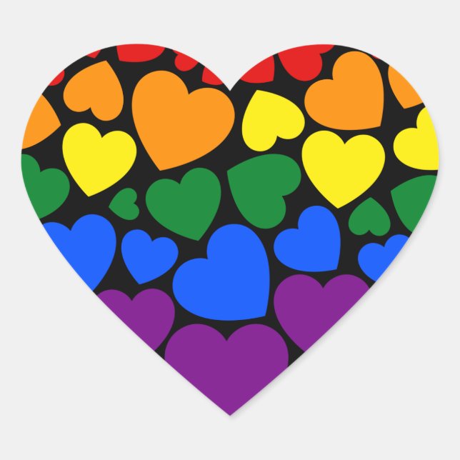 Pride- gay rainbow colour heart for love          heart sticker (Front)