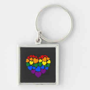 Pride- gay rainbow colour heart for love key ring