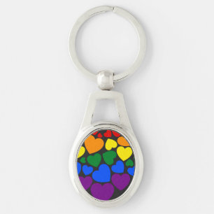 Pride- gay rainbow colour heart for love key ring