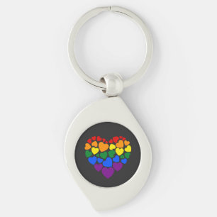 Pride- gay rainbow colour heart for love key ring