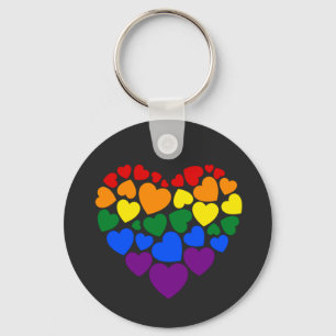 Pride- gay rainbow colour heart for love key ring