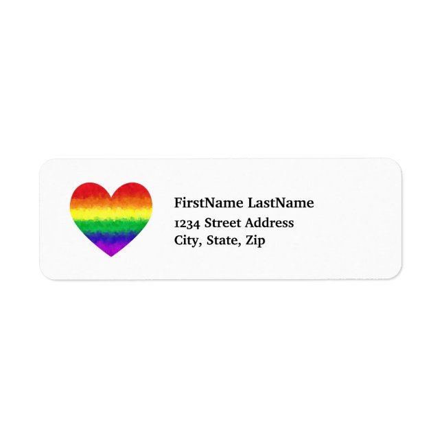 Pride Geometric Rainbow Heart LGBT Love Return Address Label (Front)