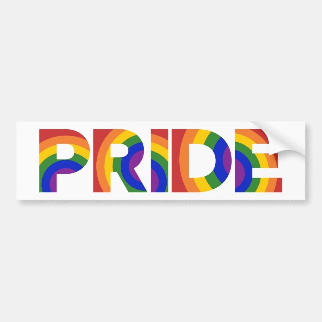 Pride Geometric Rainbow Text Bumper Sticker (Front)
