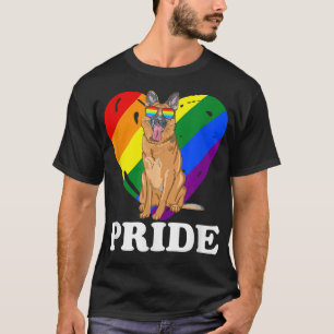 Pride German Stepherd LBGT With Heart Costumed T-Shirt