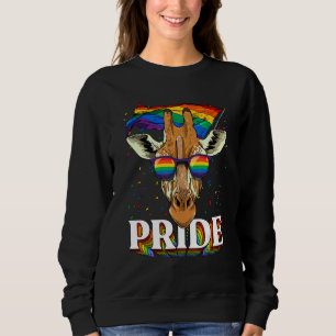 Pride Giraffe LGBTQ Rainbow Flag Pride Month Anima Sweatshirt