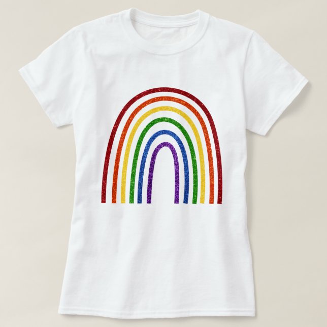 Pride Glitter Handdrawn Rainbow T-Shirt (Design Front)