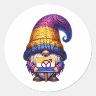 Pride Gnome Sign Classic Round Sticker