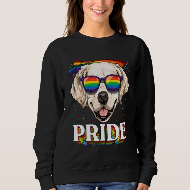Pride Golden Retriever LGBTQ Rainbow Flag Pride Mo Sweatshirt (Front)
