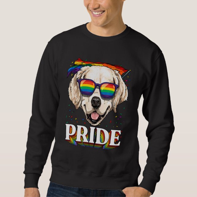 Pride Golden Retriever LGBTQ Rainbow Flag Pride Mo Sweatshirt (Front)