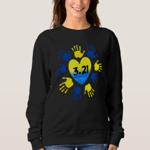 Pride Hand Print Flower 3 21 Down Syndrome Awarene Sweatshirt