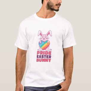 Pride Happy Easter Bunny Rainbow Heart Happy Easte T-Shirt
