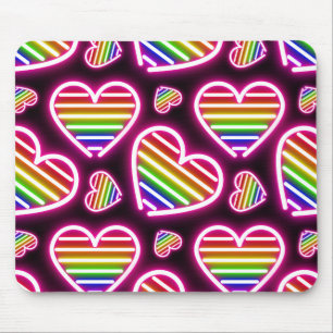 Pride Heart Neon Signs Mouse Pad
