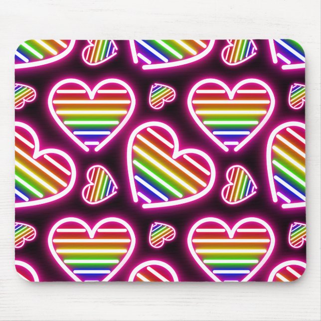 Pride Heart Neon Signs Mouse Pad (Front)
