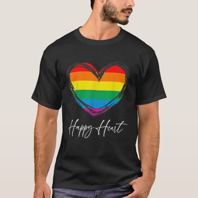 Pride Heart Rainbow T Shirt (Front)