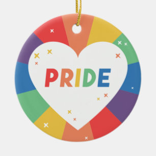 Pride Heart Sparkle Ceramic Ornament