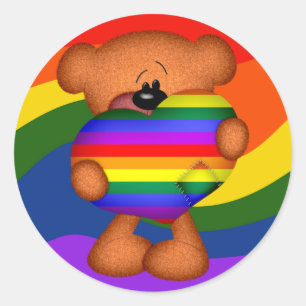 Pride Heart Teddy Bear Classic Round Sticker