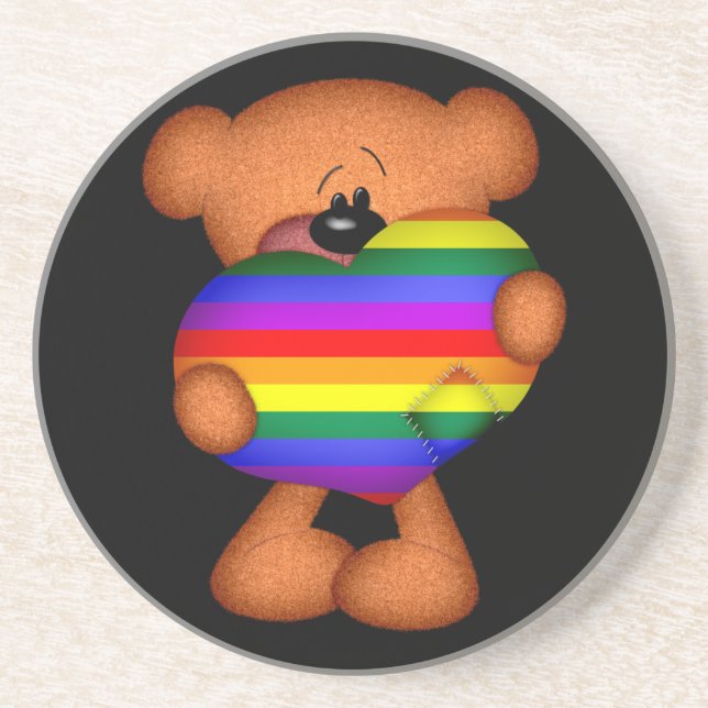 Pride Heart Teddy Bear Coaster (Front)