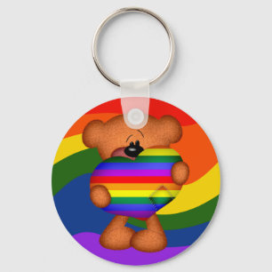 Pride Heart Teddy Bear Key Ring