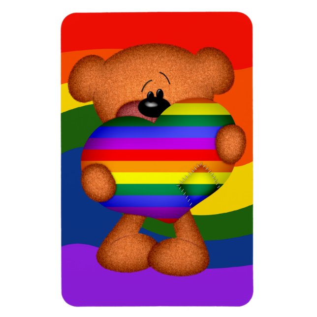 Pride Heart Teddy Bear Magnet (Vertical)