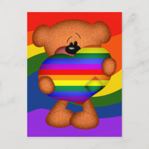 Pride Heart Teddy Bear Postcard
