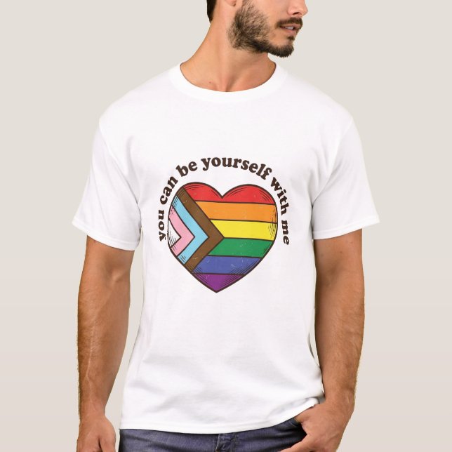 Pride Heart You Can Be Yourself With Me Shirt Desi (Front)