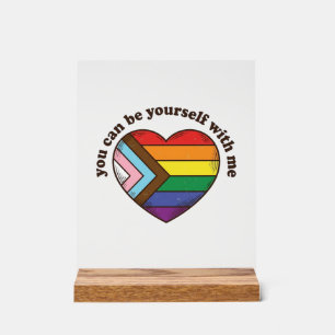 Pride Heart You Can Be Yourself With Me Shirt Desi Acrylic Sign