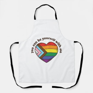 Pride Heart You Can Be Yourself With Me Shirt Desi Apron