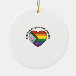 Pride Heart You Can Be Yourself With Me Shirt Desi Ceramic Ornament
