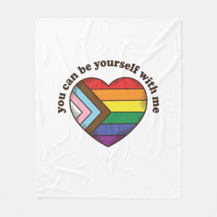 Pride Heart You Can Be Yourself With Me Shirt Desi Fleece Blanket