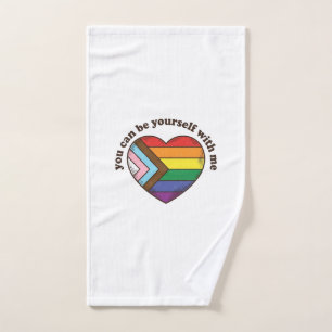 Pride Heart You Can Be Yourself With Me Shirt Desi Hand Towel