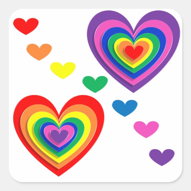 pride hearts square sticker (Front)