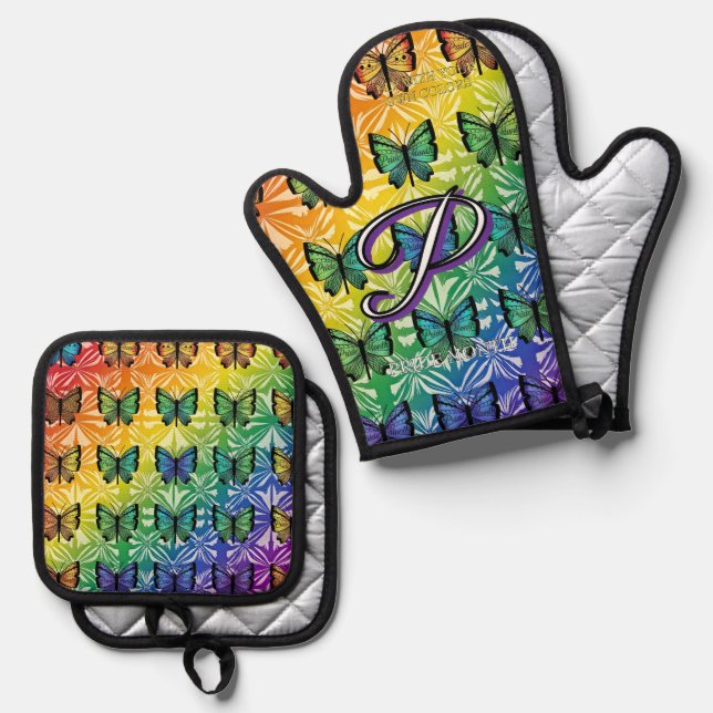 Pride in Flight Collection Oven Mitt & Pot Holder Set (Front/Back)