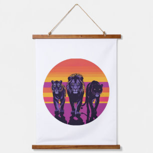 Pride in the Wild – Retro Big Cats Silhouette Hanging Tapestry