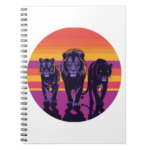 Pride in the Wild – Retro Big Cats Silhouette Notebook