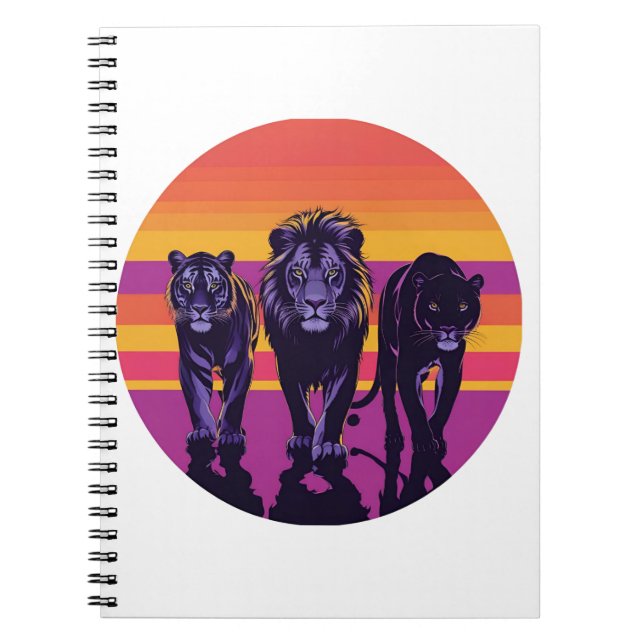 Pride in the Wild – Retro Big Cats Silhouette Notebook (Front)