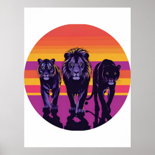 Pride in the Wild – Retro Big Cats Silhouette Poster